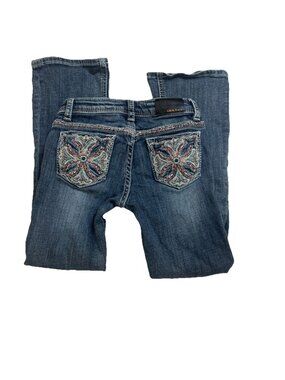 Grace in L.A. Girls Sz 6x Embroidered Cross Denim Stretch Bootcut Jeans